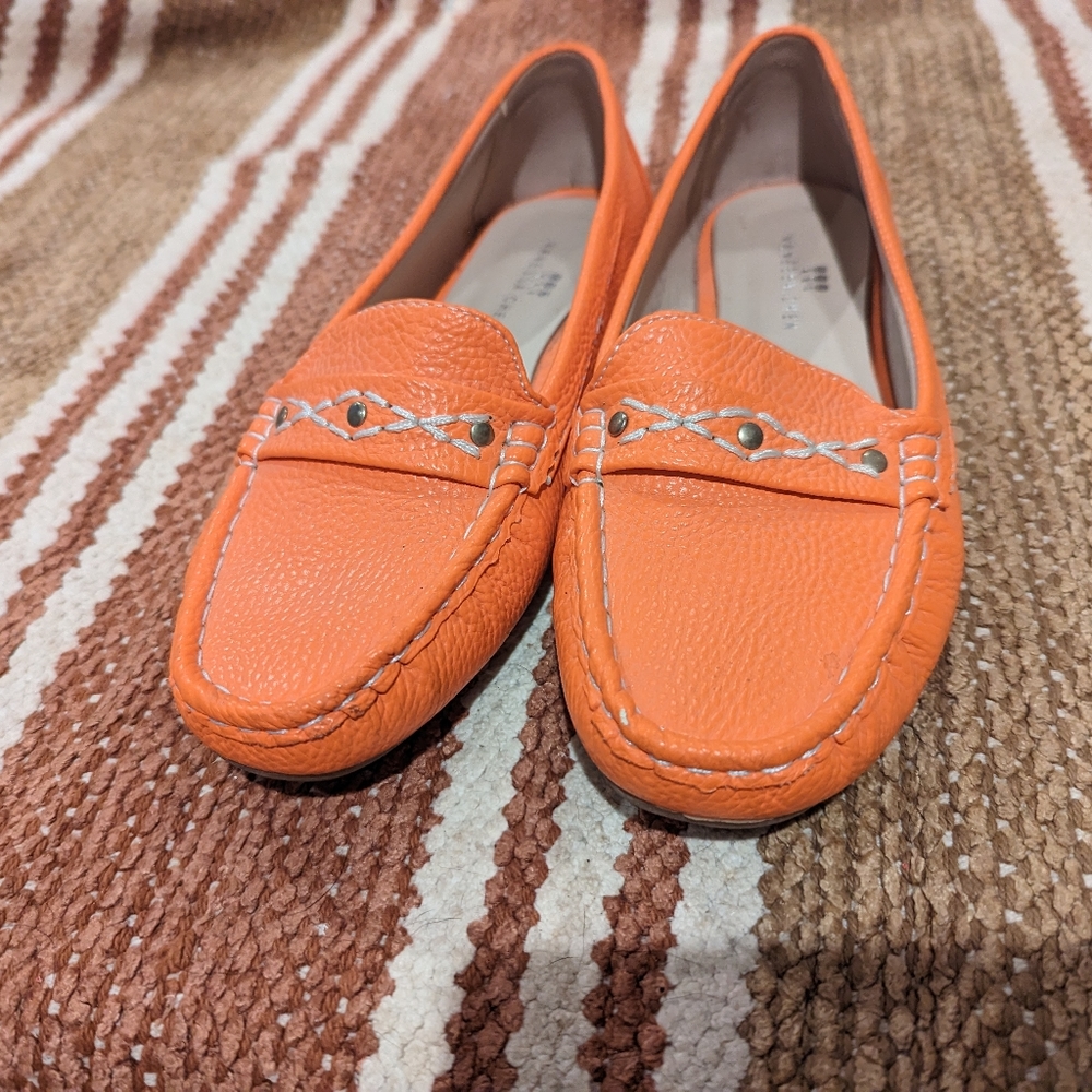 Vanessa chen orange loafers 8.5 with embroidery